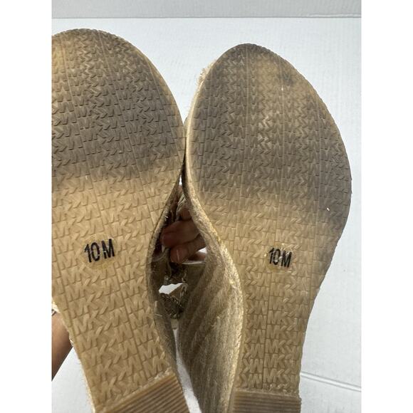 Michael Kors Wedge Sandals Womens Size 10 Gold Metallic Platform Espadrilles GUC - Picture 8 of 8